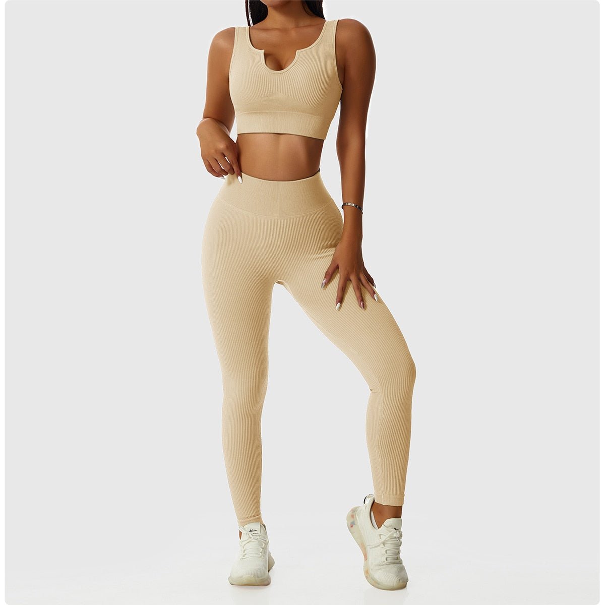 2 Piece Set Workout Clothes for Women Sports Bra and Leggings Set Sports Wear for Women Gym Clothing Athletic Yoga Set - Yallafit