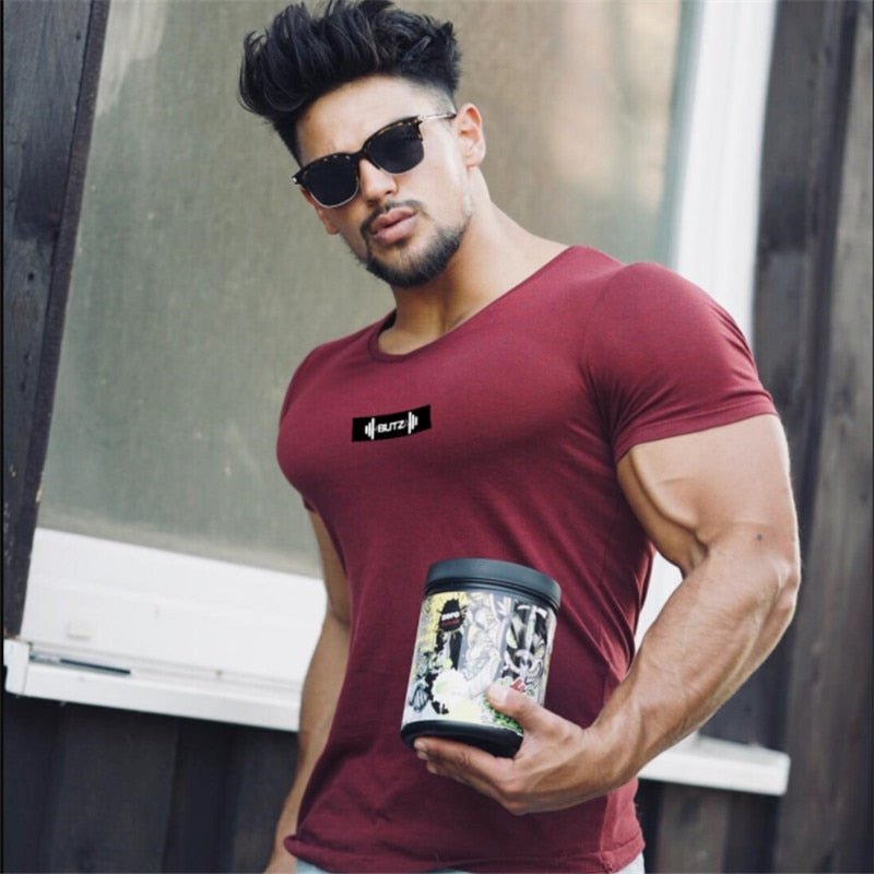 2019 Brand Men T shirt bodybuilding fitness mens tops cotton leisure gyms singlets Cotton Short Sleeve tight fashion Tshirt - Yallafit