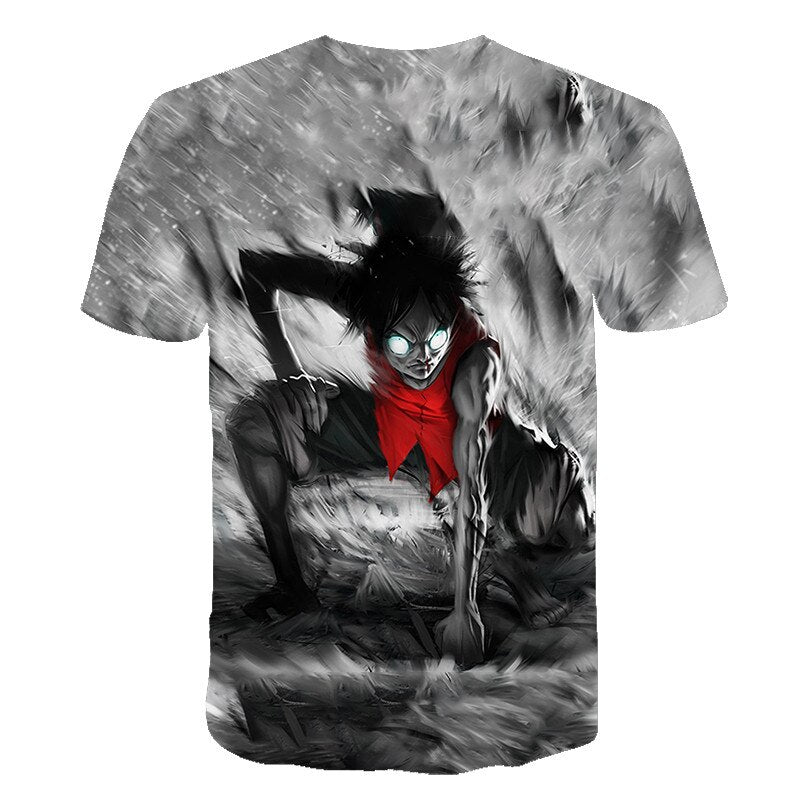 2021 Fashion New One Piece 3D T-Shirt Luffy Straw Hat Japanese Anime Funny T Shirts Men Women O-Neck Black Short Sleeve Tshirt - Yallafit