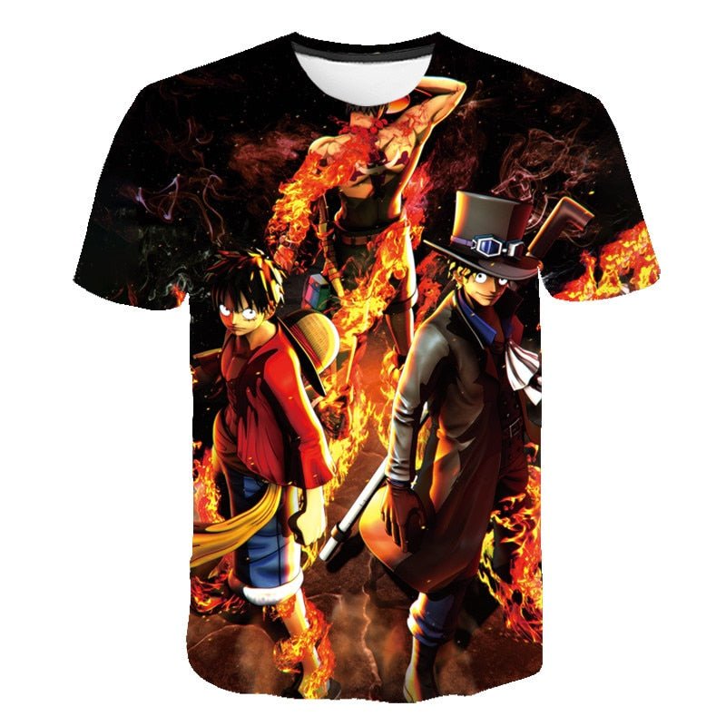 2021 Fashion New One Piece 3D T-Shirt Luffy Straw Hat Japanese Anime Funny T Shirts Men Women O-Neck Black Short Sleeve Tshirt - Yallafit