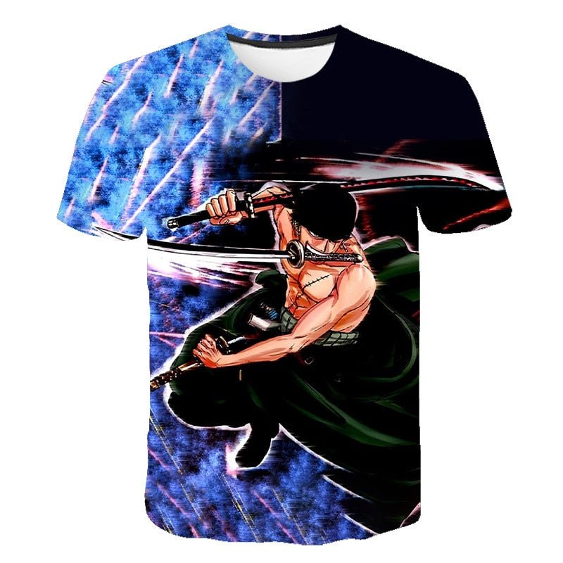 2021 Fashion New One Piece 3D T-Shirt Luffy Straw Hat Japanese Anime Funny T Shirts Men Women O-Neck Black Short Sleeve Tshirt - Yallafit