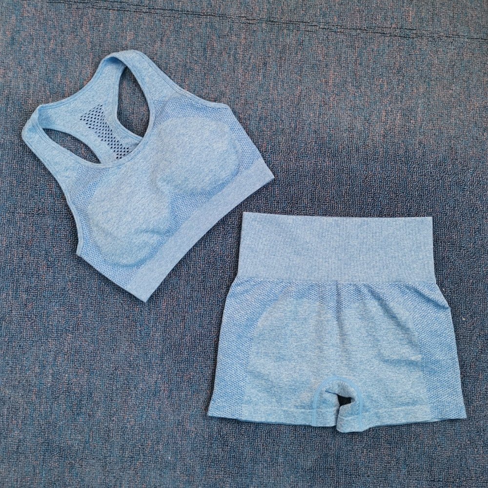 2021 Sexy Bra Seamless Shorts Leggings And Top Yoga Set sports Tracksuit For Women Workout Gym Clothing Sport Clothes Gym Set - Yallafit