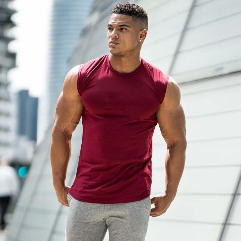 2021 Summer Newest Brand Mens Curved Hem Solid Color Gyms Stringers Vest Bodybuilding Clothing Fitness Man Tanks Tops - Yallafit