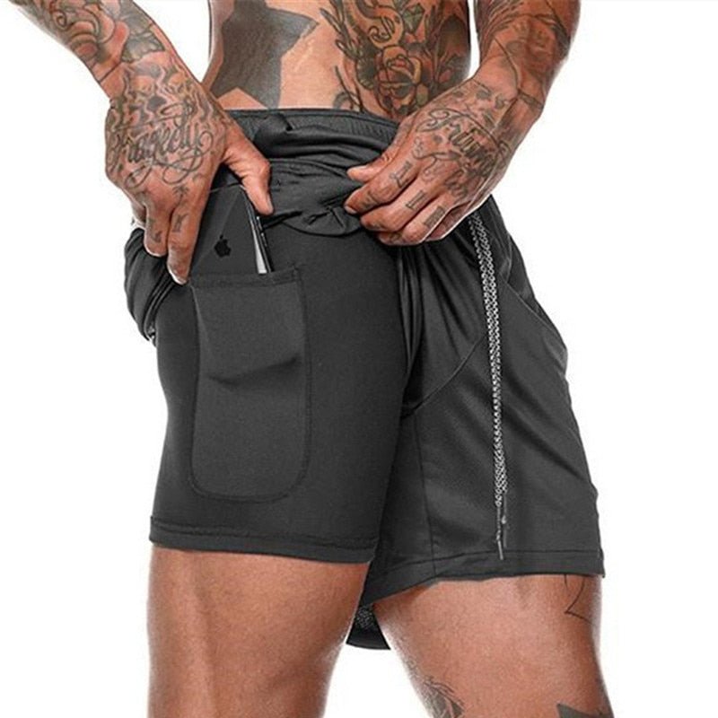 2022 NEW Men's Running Shorts Mens 2 in 1 Sports Shorts Male double-deck Quick Drying Sports men Shorts Jogging Gym Shorts men - Yallafit