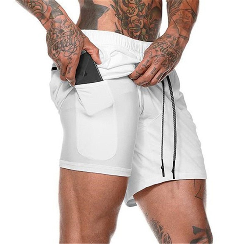 2022 NEW Men's Running Shorts Mens 2 in 1 Sports Shorts Male double-deck Quick Drying Sports men Shorts Jogging Gym Shorts men - Yallafit