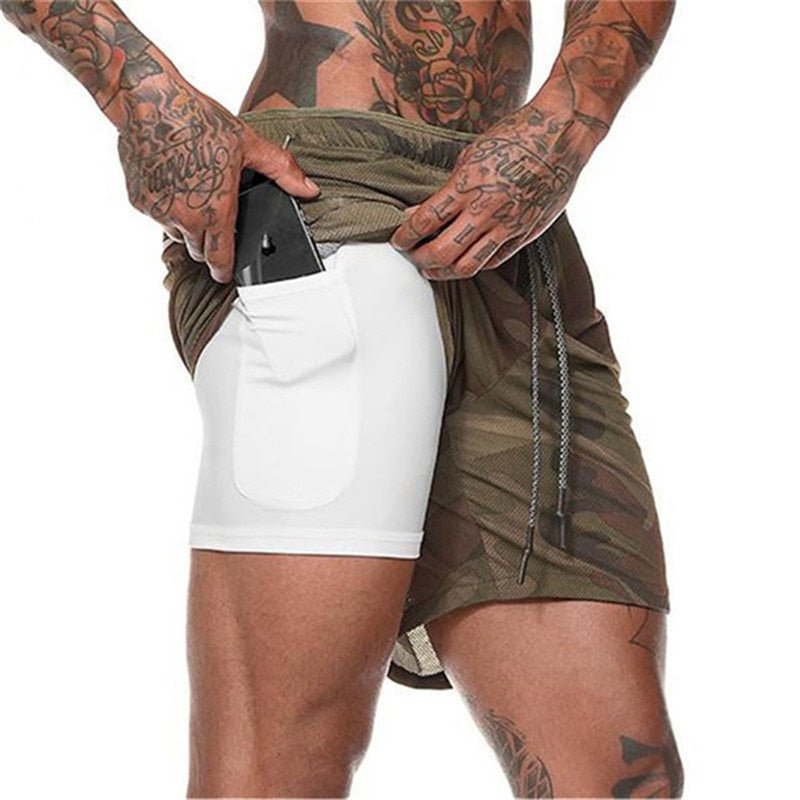 2022 NEW Men's Running Shorts Mens 2 in 1 Sports Shorts Male double-deck Quick Drying Sports men Shorts Jogging Gym Shorts men - Yallafit