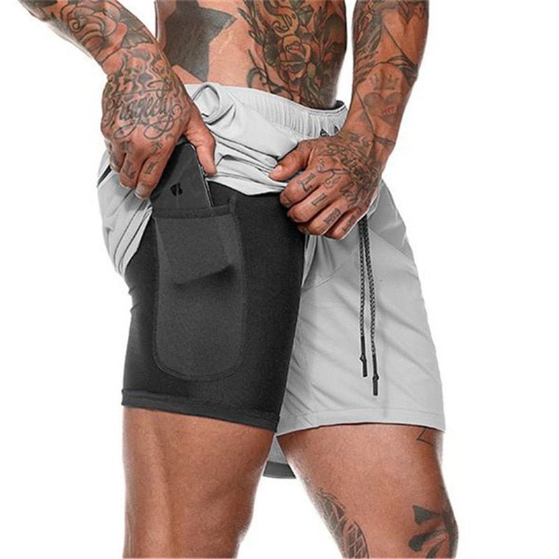 2022 NEW Men's Running Shorts Mens 2 in 1 Sports Shorts Male double-deck Quick Drying Sports men Shorts Jogging Gym Shorts men - Yallafit