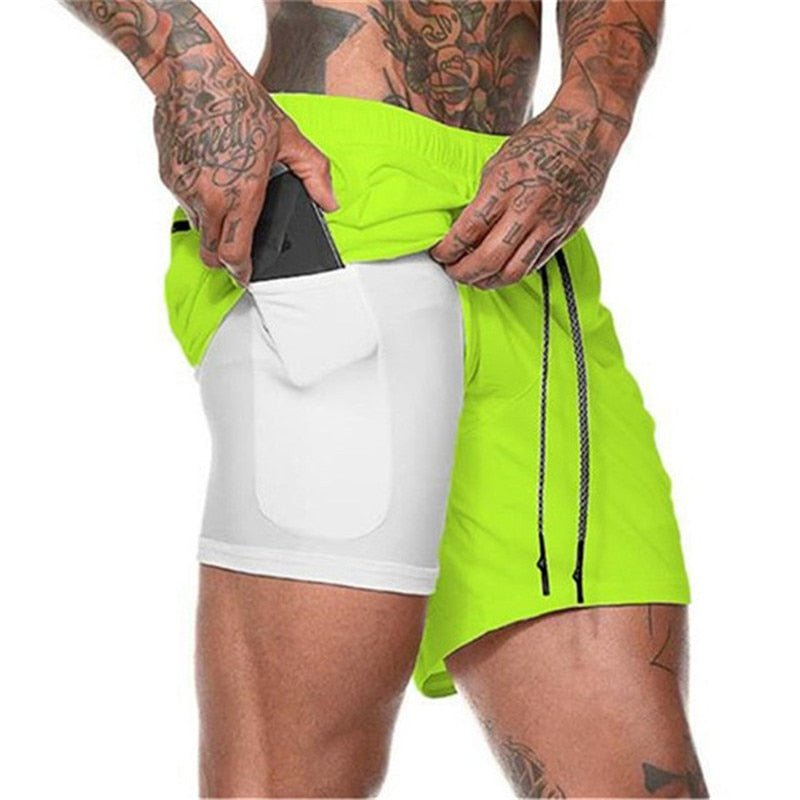 2022 NEW Men's Running Shorts Mens 2 in 1 Sports Shorts Male double-deck Quick Drying Sports men Shorts Jogging Gym Shorts men - Yallafit