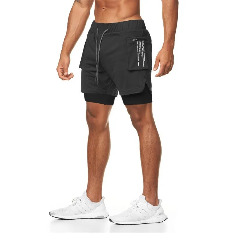 2022 Sport Shorts Men Sportswear Double-deck Running Shorts 2 In 1 Beach Bottoms Summer Gym Fitness Training Jogging Short Pants - Yallafit