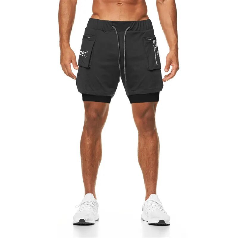 2022 Sport Shorts Men Sportswear Double-deck Running Shorts 2 In 1 Beach Bottoms Summer Gym Fitness Training Jogging Short Pants - Yallafit