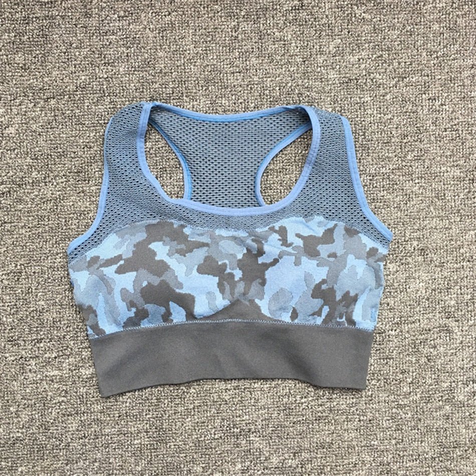 2PCS Camouflage Set Women Yoga Suit Sport Set Gym Workout Clothes Long Sleeve Fitness Crop Top High Waist Seamless Camo Leggings - Yallafit
