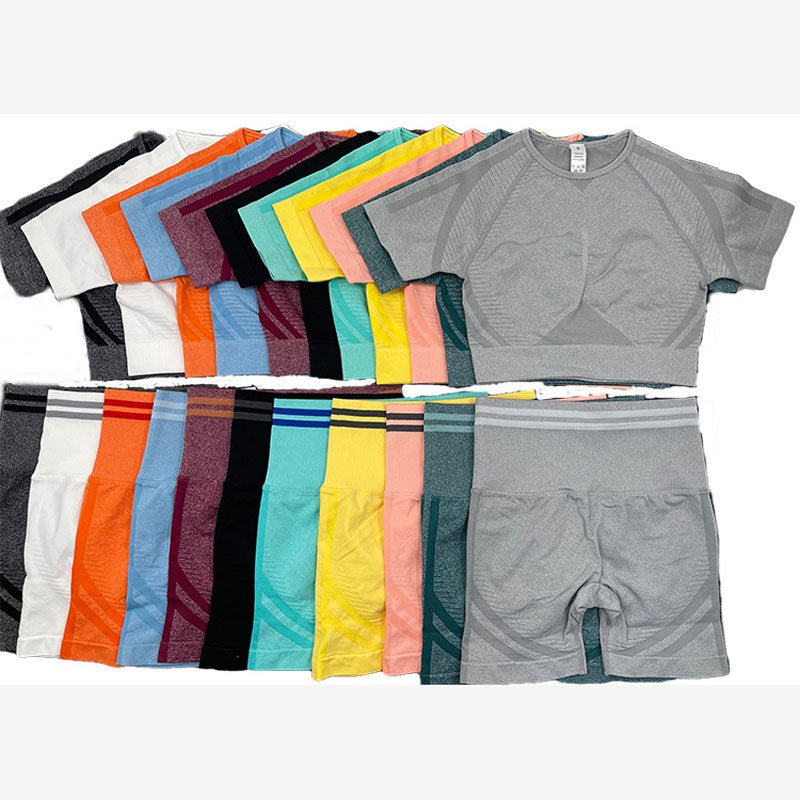 2PCS Yoga Set Sportswear Women Gym Suit For Fitness Seamless Sport Sets Crop Top Shorts Suits Women Workout Clothes Outfit Wear - Yallafit