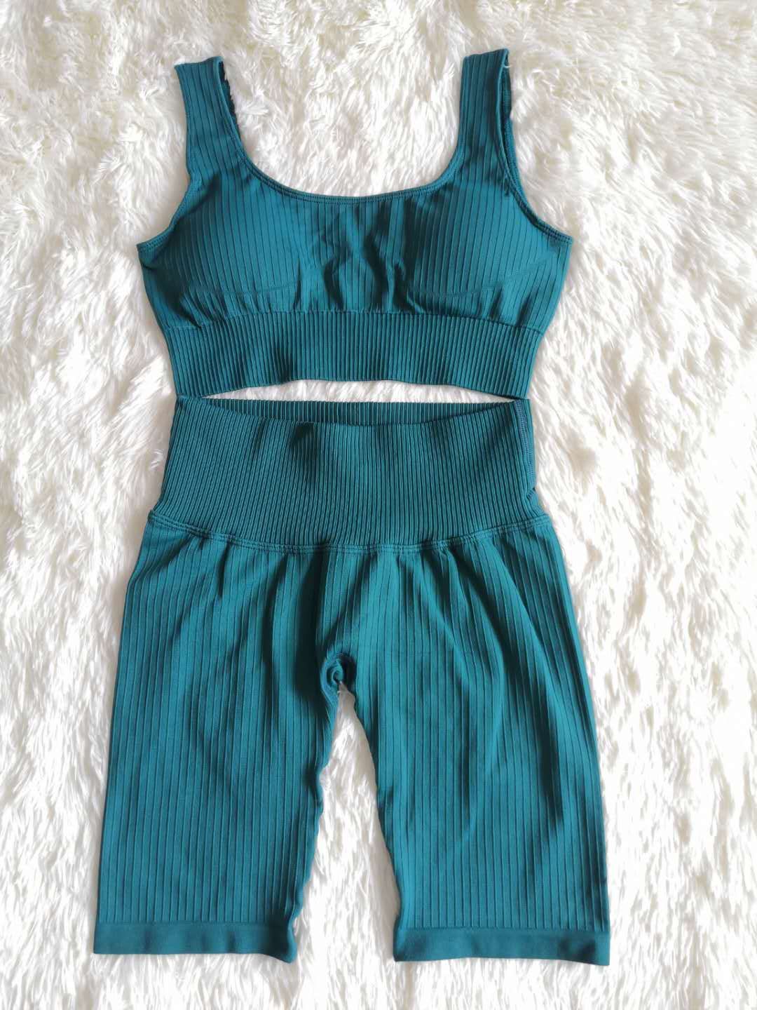 2pcs/set Yoga Sets Women Seamless Shorts High Waisted Sports Pants Outdoor Biker Leggings Women Sports Gym Set - Yallafit