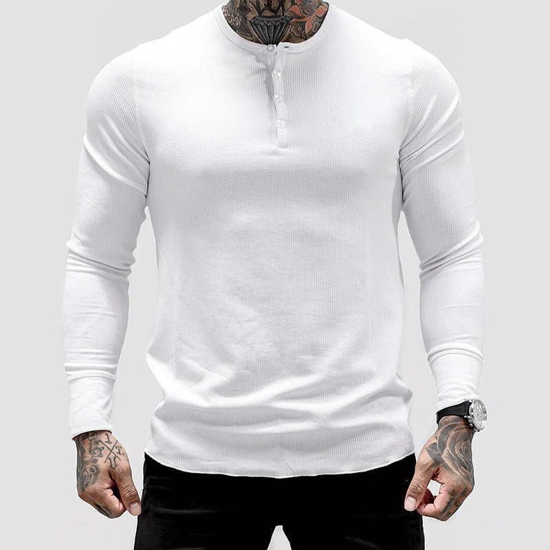 Mens Summer gyms Workout Fitness T-shirt Bodybuilding Slim Shirts printed O-neck Long sleeves cotton Tee Tops clothing - Yallafit