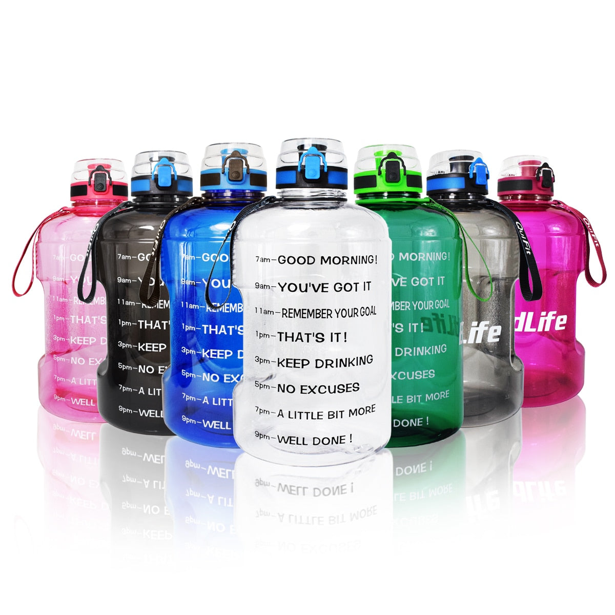BuildLife 1.3L 2.2L 3.78L Water Bottle With Locking Flip-Flop Lid Outdoor Gym Fitness Sports BPA Free Large Capacity Jug - Yallafit