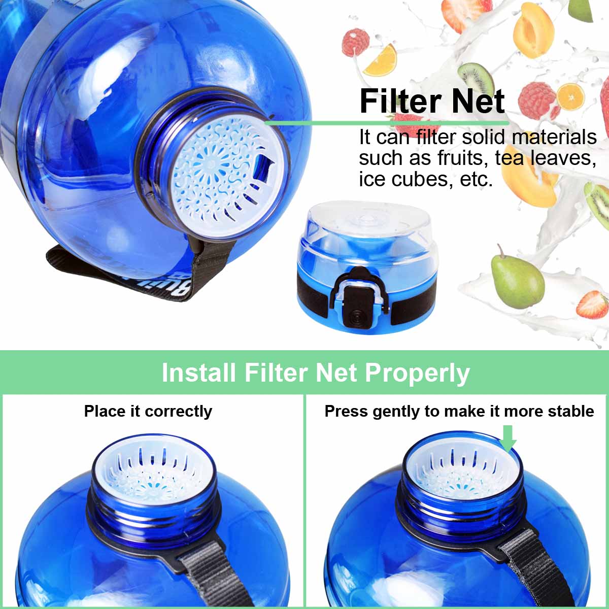 BuildLife 1.3L 2.2L 3.78L Water Bottle With Locking Flip-Flop Lid Outdoor Gym Fitness Sports BPA Free Large Capacity Jug - Yallafit