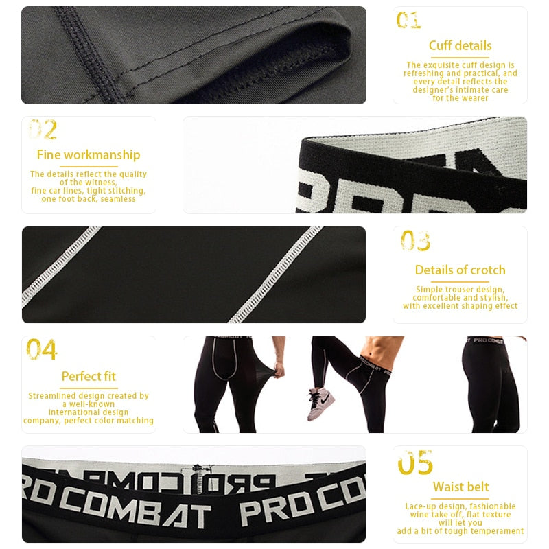 Compression Pants Mens Gym Leggings Sport Training Pants Men Running Tights Trousers Men Sportswear Dry Quick Fit Jogging Pants - Yallafit