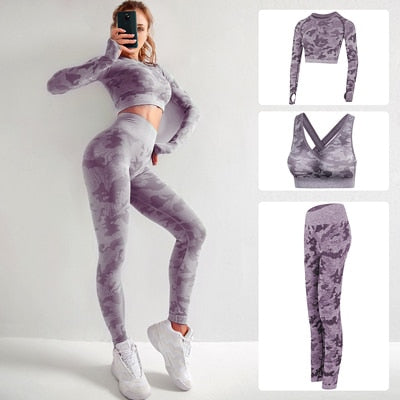 Seamless Gym Yoga Set Women Gym Clothes Camo Gym Set Women Tracksuit Fitness Women Sport Set Workout Clothes For Women Sportwear - Yallafit