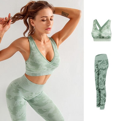 Seamless Gym Yoga Set Women Gym Clothes Camo Gym Set Women Tracksuit Fitness Women Sport Set Workout Clothes For Women Sportwear - Yallafit