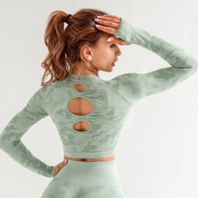 Seamless Gym Yoga Set Women Gym Clothes Camo Gym Set Women Tracksuit Fitness Women Sport Set Workout Clothes For Women Sportwear - Yallafit