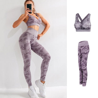 Seamless Gym Yoga Set Women Gym Clothes Camo Gym Set Women Tracksuit Fitness Women Sport Set Workout Clothes For Women Sportwear - Yallafit