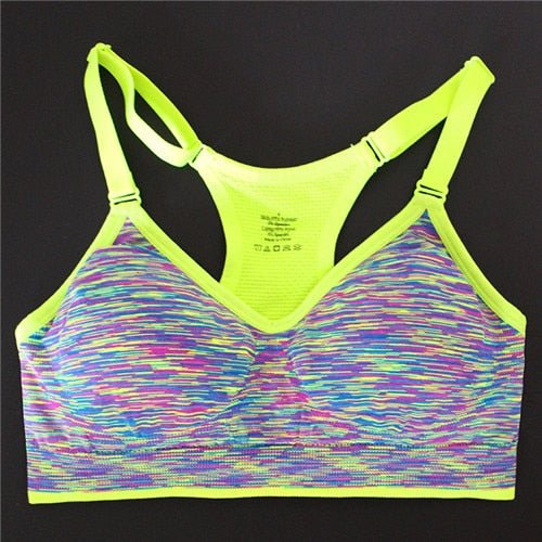 Absorb Sweat Quick Drying Professional Sports Bra Top yoga fitness Vest jogging Wireless Running Underwear for Women no rims - Yallafit