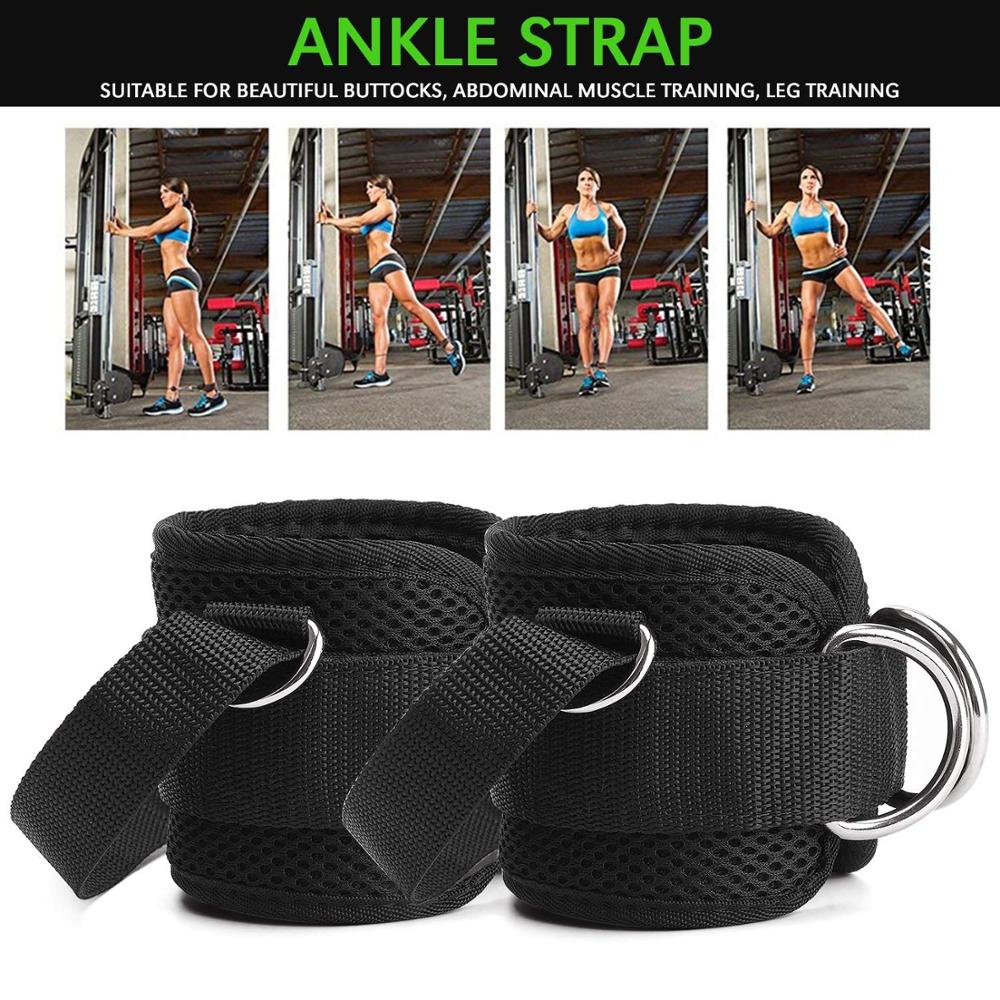 Adjustable 4 D-Ring Ankle Straps Gym with Foot Strap Cable Machine Fitness Thigh Glute Exercises Padded Ankle Cuffs Accessories - Yallafit