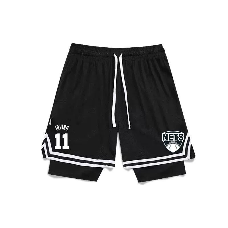 American Style Basketball Shorts Baby Boy and Girl Summer Fake Two-Piece Fashion Tape Training Quick-Drying Sports Pants Breathable Workout Equipment Pants - Yallafit