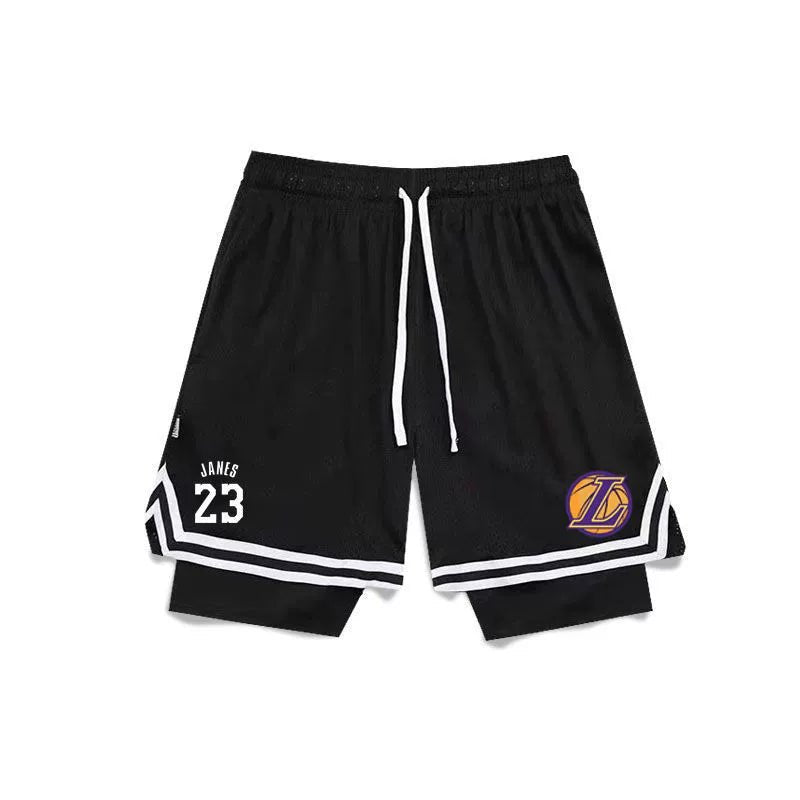 American Style Basketball Shorts Baby Boy and Girl Summer Fake Two-Piece Fashion Tape Training Quick-Drying Sports Pants Breathable Workout Equipment Pants - Yallafit
