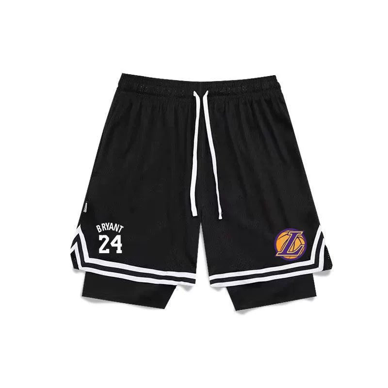 American Style Basketball Shorts Baby Boy and Girl Summer Fake Two-Piece Fashion Tape Training Quick-Drying Sports Pants Breathable Workout Equipment Pants - Yallafit