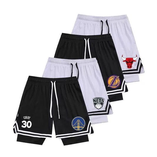 American Style Basketball Shorts Baby Boy and Girl Summer Fake Two-Piece Fashion Tape Training Quick-Drying Sports Pants Breathable Workout Equipment Pants - Yallafit