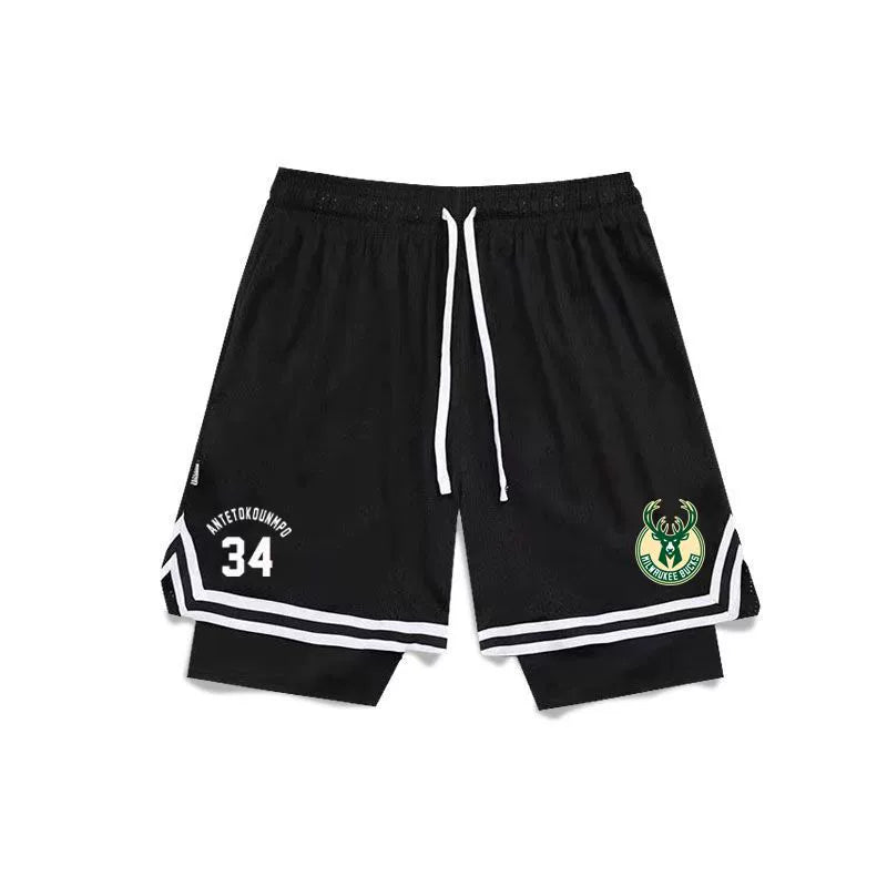 American Style Basketball Shorts Baby Boy and Girl Summer Fake Two-Piece Fashion Tape Training Quick-Drying Sports Pants Breathable Workout Equipment Pants - Yallafit