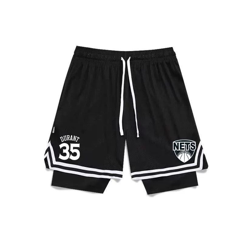 American Style Basketball Shorts Baby Boy and Girl Summer Fake Two-Piece Fashion Tape Training Quick-Drying Sports Pants Breathable Workout Equipment Pants - Yallafit