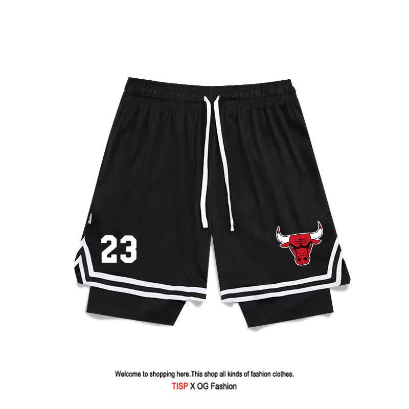 American Style Basketball Shorts Baby Boy and Girl Summer Fake Two-Piece Fashion Tape Training Quick-Drying Sports Pants Breathable Workout Equipment Pants - Yallafit