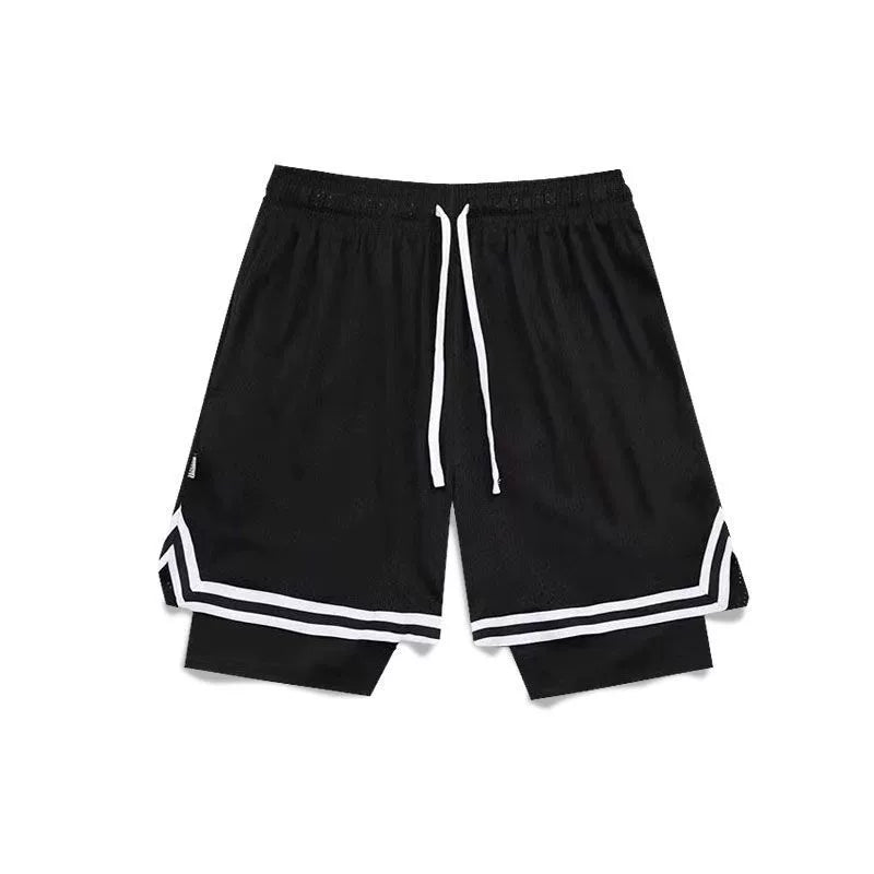 American Style Basketball Shorts Baby Boy and Girl Summer Fake Two-Piece Fashion Tape Training Quick-Drying Sports Pants Breathable Workout Equipment Pants - Yallafit