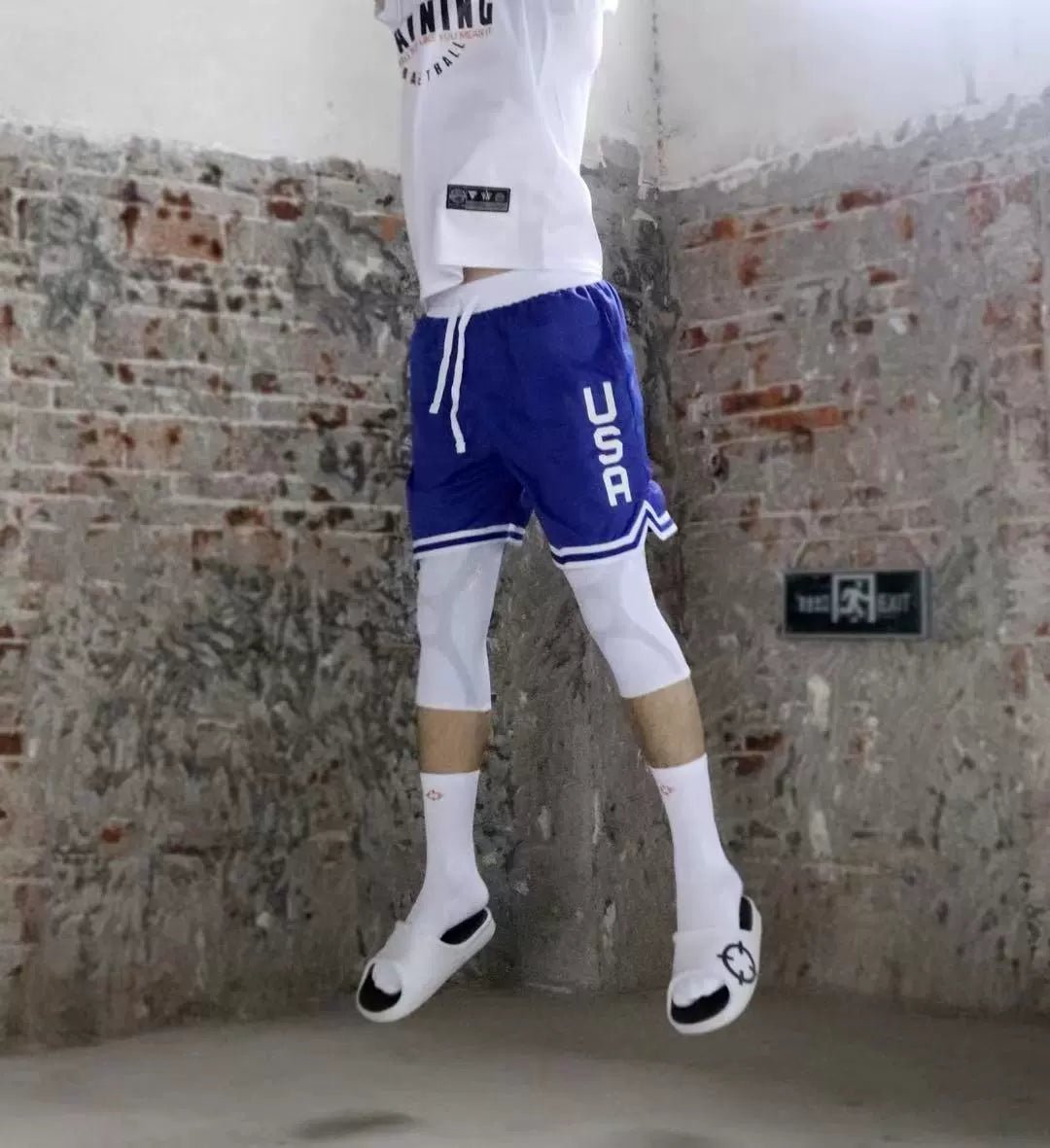 American Style Basketball Shorts Short-Length Pants Accurate Basketball Training Pants Outer Belt below the Knee Men Women Pants of the Same Style - Yallafit