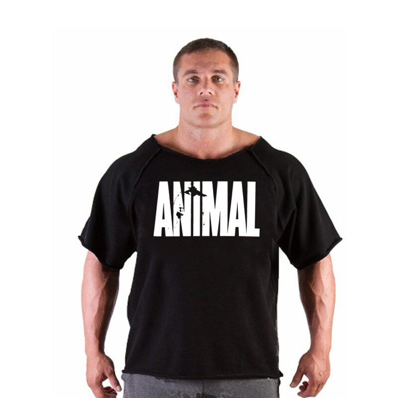ANIMAL New Men Short Sleeve Cotton t-shirt Summer Casual Fashion Gym Fitness Bodybuilding T shirt Male Loose Tees Tops Clothing - Yallafit