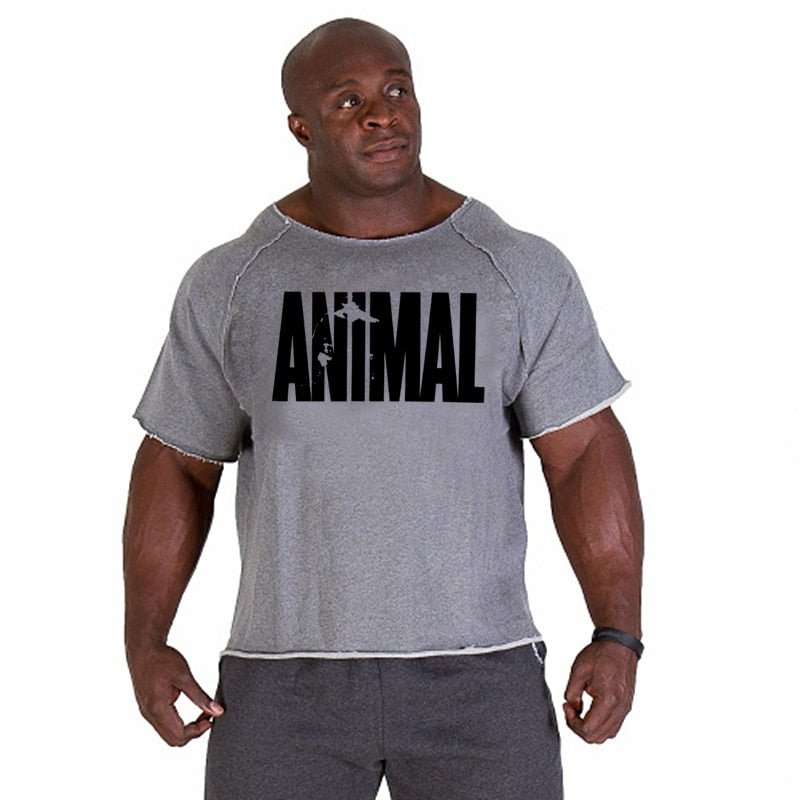 ANIMAL New Men Short Sleeve Cotton t-shirt Summer Casual Fashion Gym Fitness Bodybuilding T shirt Male Loose Tees Tops Clothing - Yallafit
