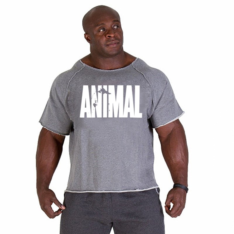 ANIMAL New Men Short Sleeve Cotton t-shirt Summer Casual Fashion Gym Fitness Bodybuilding T shirt Male Loose Tees Tops Clothing - Yallafit