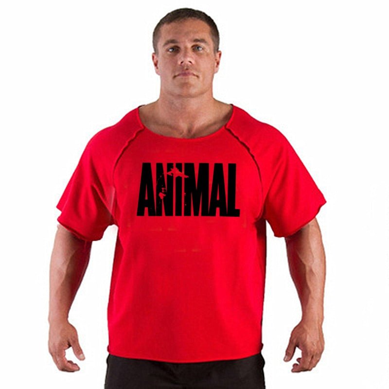 ANIMAL New Men Short Sleeve Cotton t-shirt Summer Casual Fashion Gym Fitness Bodybuilding T shirt Male Loose Tees Tops Clothing - Yallafit