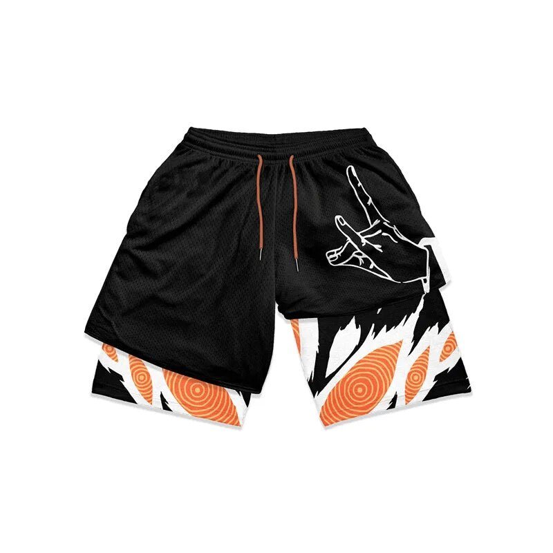 Anime Gym Shorts Men Women Manga 3D Print 2 In 1 Quick Dry Sports Shorts Summer Fitness Running Workout Mesh Performance Shorts - Yallafit