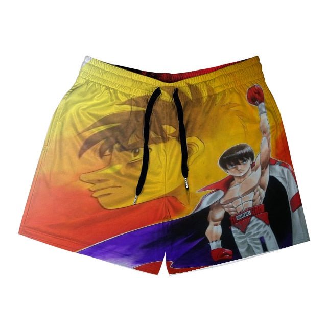 Anime Hajime no Ippo Men's Boxer Shorts Makunouchi Manga Print Gym Shorts Mesh Quick-dry Short Pants Fitness Weatpants Summer - Yallafit