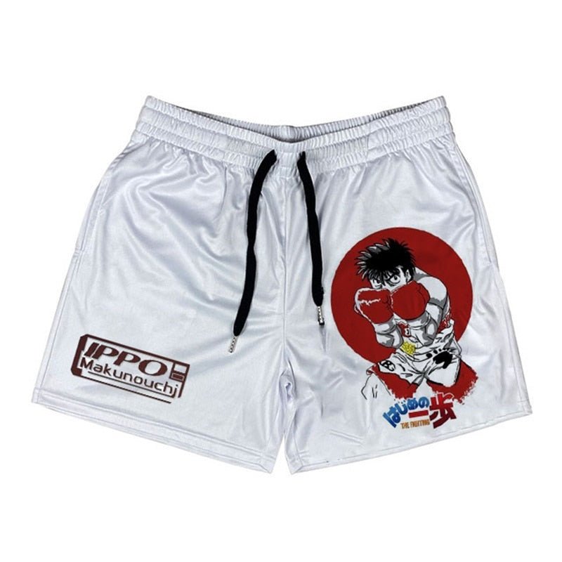 Anime Hajime no Ippo Men's Boxer Shorts Makunouchi Manga Print Gym Shorts Mesh Quick-dry Short Pants Fitness Weatpants Summer - Yallafit