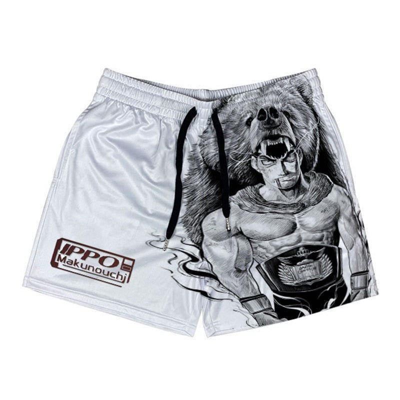 Anime Hajime no Ippo Men's Boxer Shorts Makunouchi Manga Print Gym Shorts Mesh Quick-dry Short Pants Fitness Weatpants Summer - Yallafit