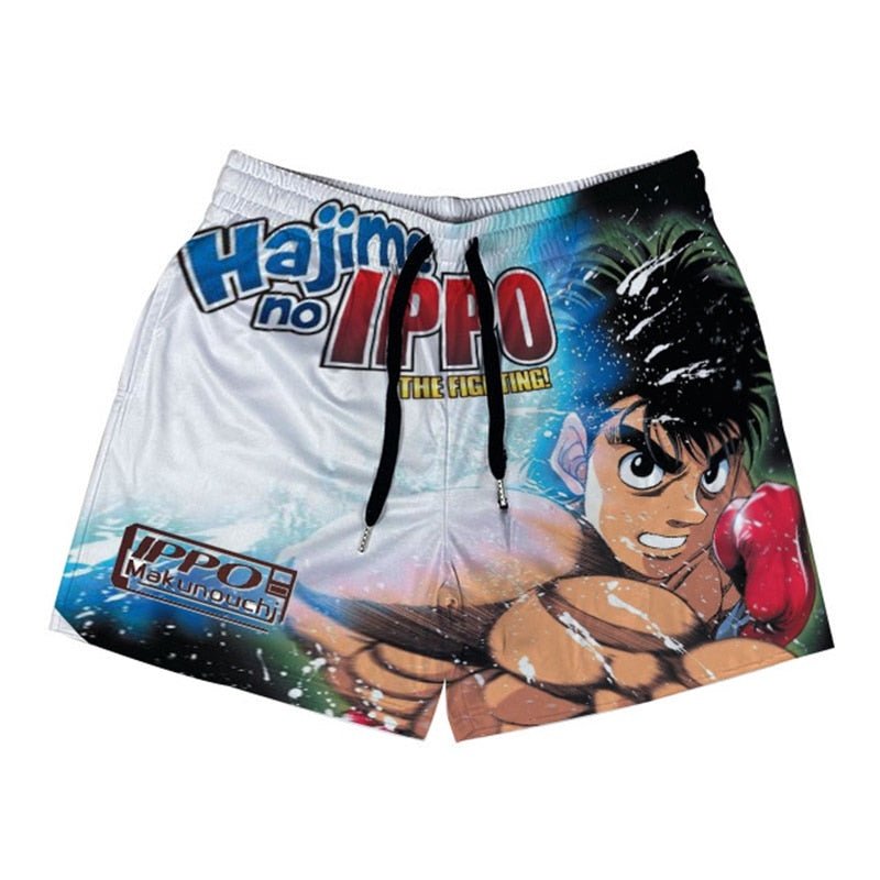 Anime Hajime no Ippo Men's Boxer Shorts Makunouchi Manga Print Gym Shorts Mesh Quick-dry Short Pants Fitness Weatpants Summer - Yallafit