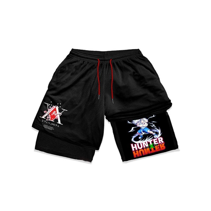 Anime Hunter X Hunter Gym Shorts Men 2 In 1 Quick Dry Performance Shorts Mesh Summer Bodybuilding Fitness Running Short Pants - Yallafit