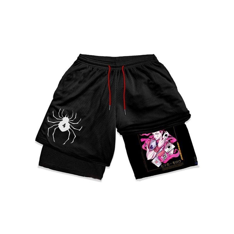 Anime Hunter X Hunter Gym Shorts Men 2 In 1 Quick Dry Performance Shorts Mesh Summer Bodybuilding Fitness Running Short Pants - Yallafit