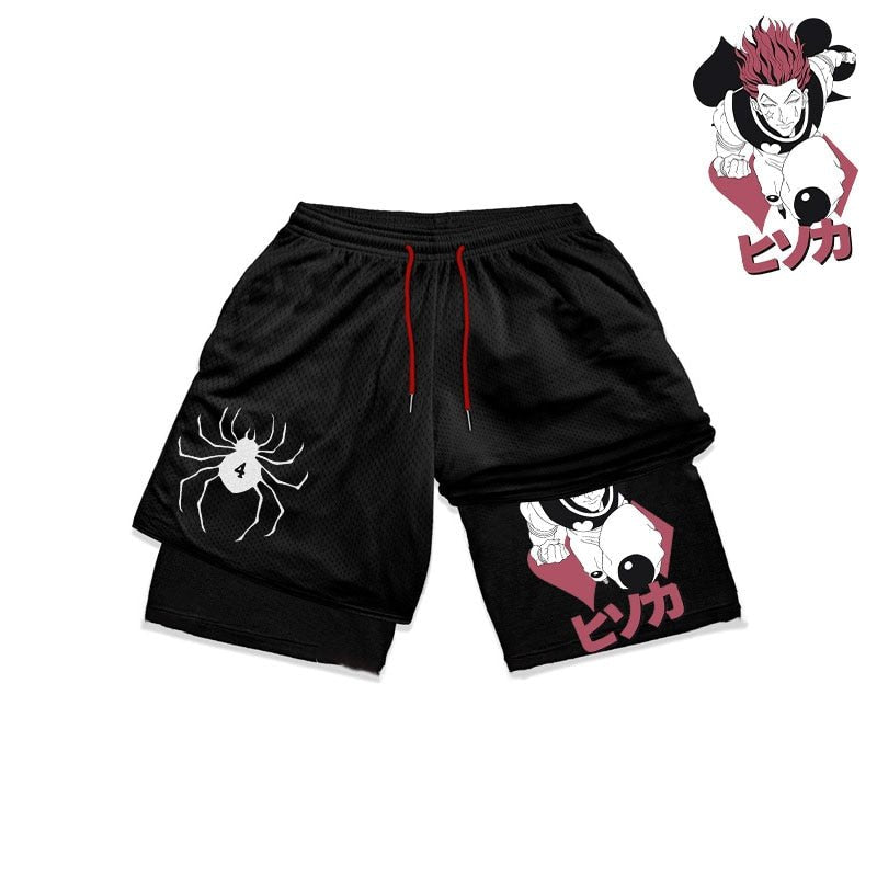 Anime Hunter X Hunter Gym Shorts Men 2 In 1 Quick Dry Performance Shorts Mesh Summer Bodybuilding Fitness Running Short Pants - Yallafit