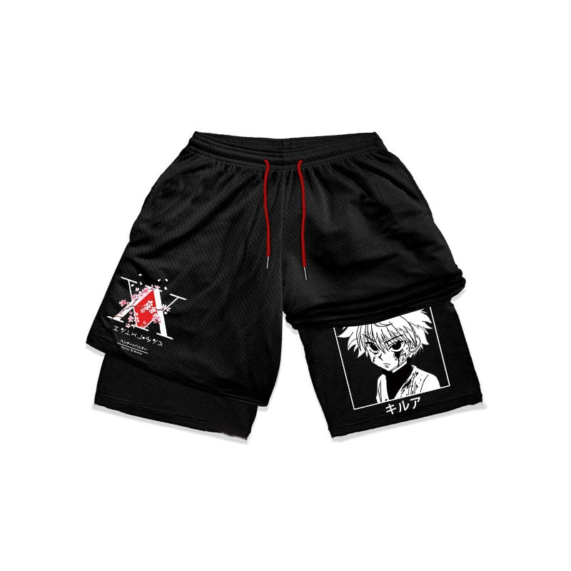 Anime Hunter X Hunter Gym Shorts Men 2 In 1 Quick Dry Performance Shorts Mesh Summer Bodybuilding Fitness Running Short Pants - Yallafit