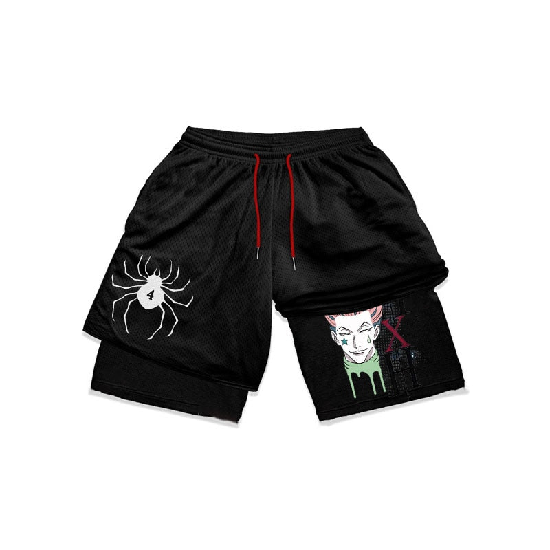 Anime Hunter X Hunter Gym Shorts Men 2 In 1 Quick Dry Performance Shorts Mesh Summer Bodybuilding Fitness Running Short Pants - Yallafit